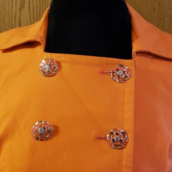 Ideology orange floral button denim weight blazer - Picture 3 of 8